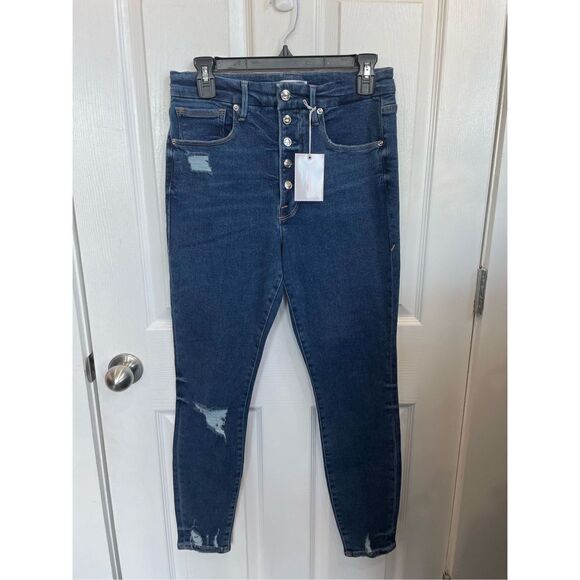 NWT Good American Women's Good High Rise Curve Ripped Jeans Size 14 - Picture 1 of 7